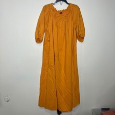 Ann Taylor golden yellow puff sleeve dress flowy off the shoulder women's size L