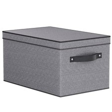 Fabric Storage Bin with Lid, 7.1 x 9.1 x 13 Inch Foldable Small  1 Pack  Grey