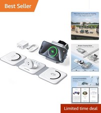 Portable 3 in 1 Wireless Charging Station with Magnetic Stand for iPhone/Watch