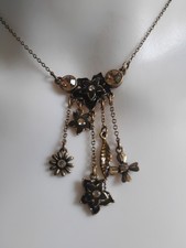 Pilgrim Danish Necklace Floral Design Topaz Rhinestones -