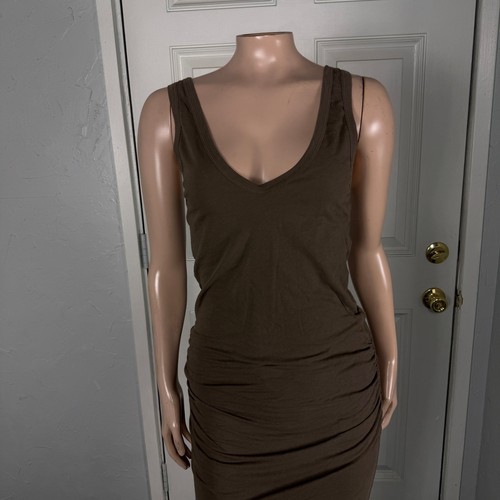 Standard James Perse Women's Dress 2 Medium Career Ruched Cotton Racerback C3-4 - Picture 2 of 9