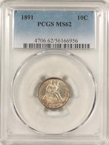 1891 LIBERTY SEATED DIME – PCGS MS-62!