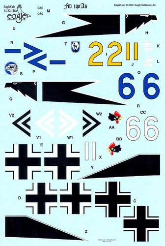 EagleCals Decals 1/32 FOCKE WULF Fw-190A Fighter JG2 & JG51 - Picture 2 of 6