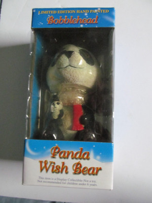 Panda Wish Bear Bobblehead Limited Edition Hand Painted 2001 by B,D &A  w/ COA