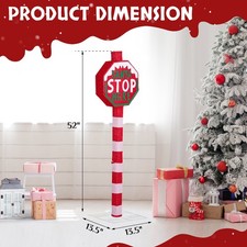 Christmas Decor Santa Stop Here Sign Built-in LED Light for Outdoor Holiday