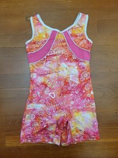 Future Stars Capezio Biketard Unitard Bodysuit Pink Abstract Hearts Girl S/CH/P