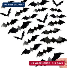 120 Pcs 3D Bats Halloween Decorations,Halloween Wall Decor 4 Sizes Black Bats St