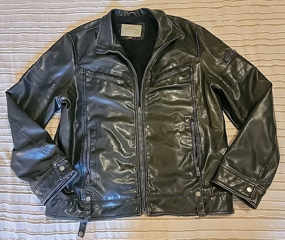 Chaqueta de bombardero Sonoma Life Style para hombre talla L forrada de piel sintética marrón oscuro  Foto 2 de 4