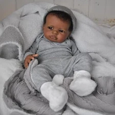  Realistic Reborn Baby Dolls Black Boy, 20 Inch African American Newborn Boy  