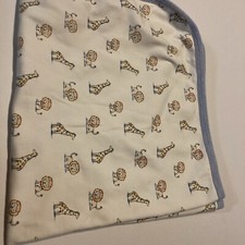 Little Me Lion Giraffe Blue Edge Baby Blanket Lovey Thin Jersey Knit EUC