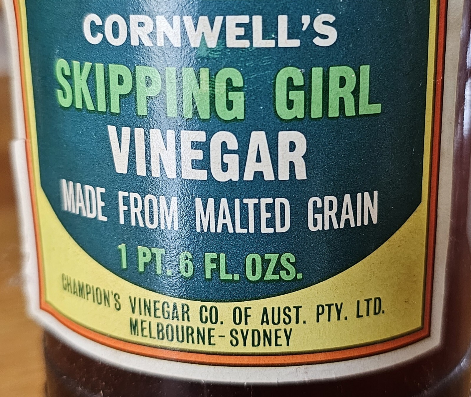 Vintage Skipping Girl Vinegar 1960s Bottle with Label and Lid 1pint 6