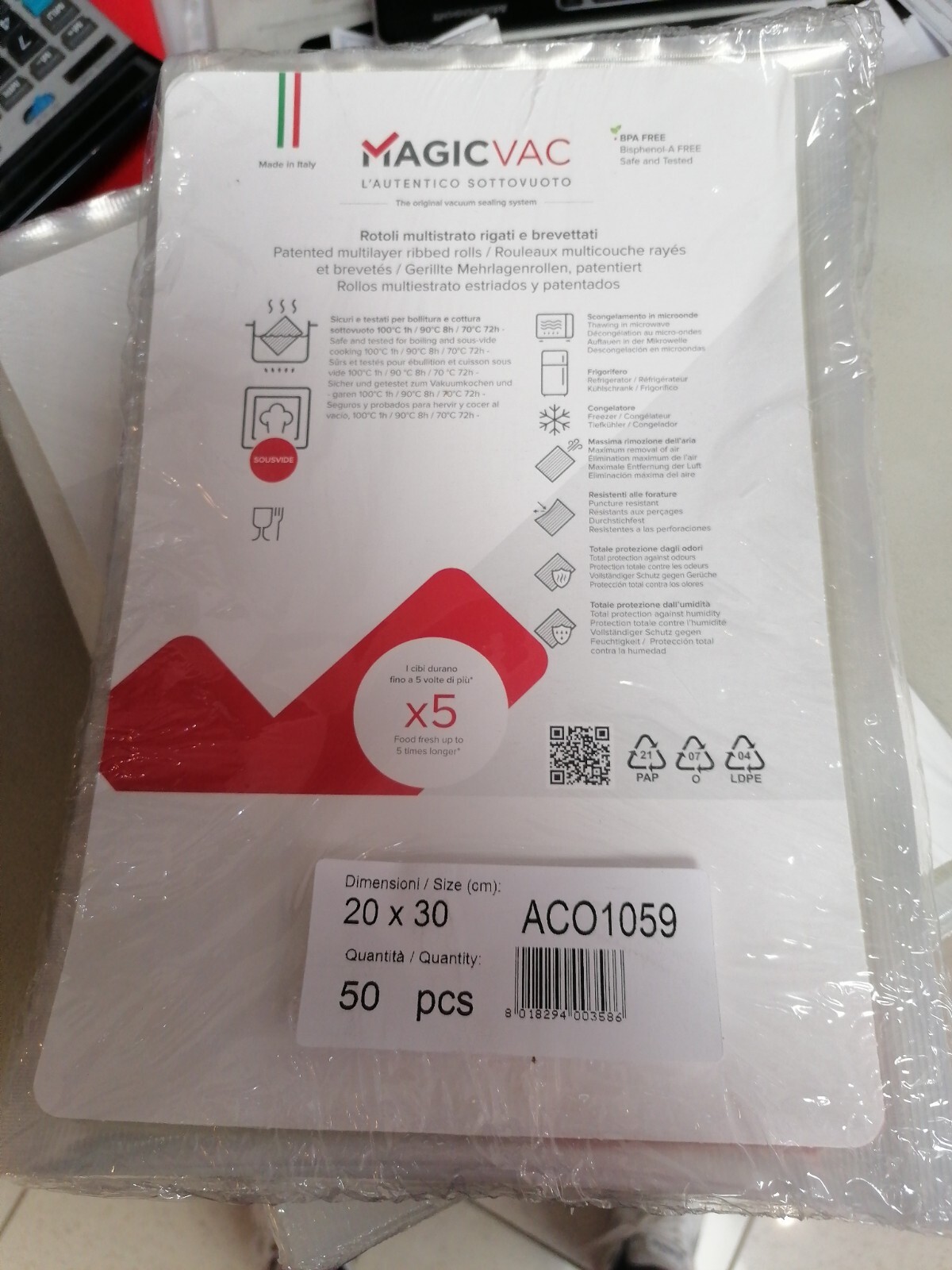 Magic Vac ACO1059 20x30cm Sacchetti per Sottovuoto - Transparente (Confezione da