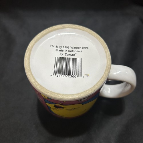 Vtg 1993 Warner Bros by Sakura TWEETY BIRD Coffee Mug Cup Music Flowers Yellow - Picture 3 of 6