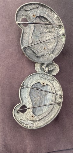 RARE Oleg Cassini, Antique 1970s Myth Metal Double Headed Eagle Belt Buckle - Photo 8/9
