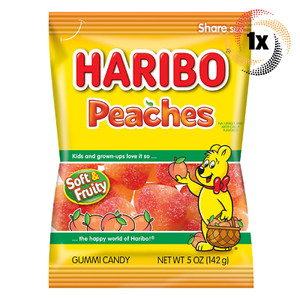 HARIBO Peach GUMMI Candy 5 Ounce 12 per Case.