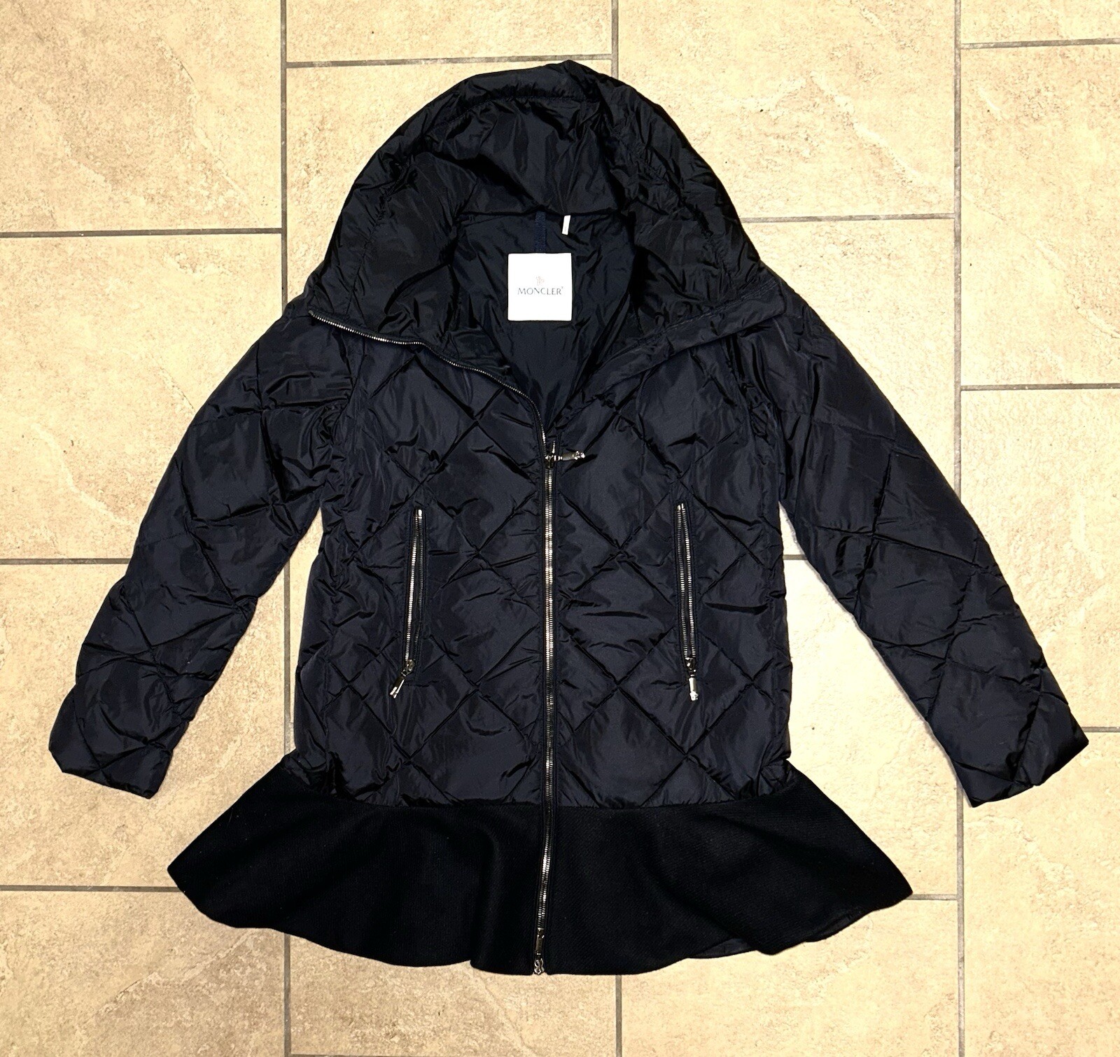 Moncler Vouglans Black Quilted Down Jacket Womens Size 0