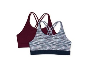 NWT Athletic Works 2 Pack M (32) Girl's Maroon and Multi-colored Sports Bra