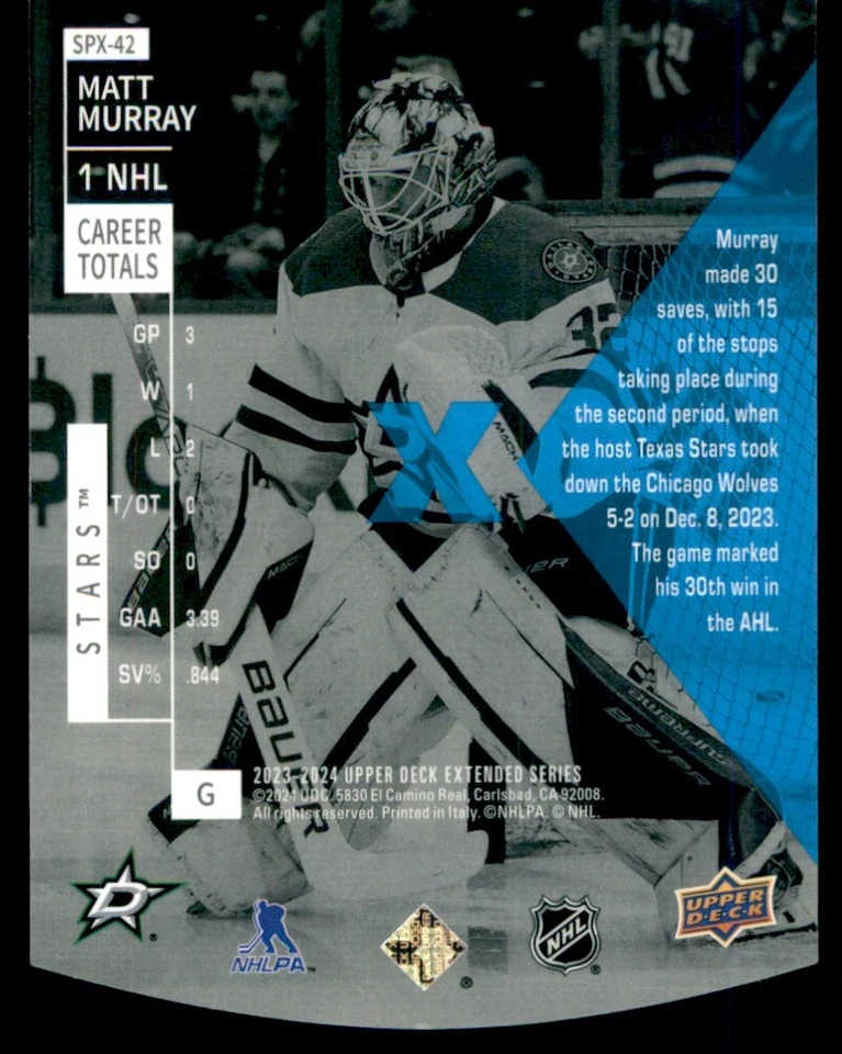 2023-24 Upper Deck Extended Series SPX Holoview Matt Murray #SPX42 - Image 2 of 2