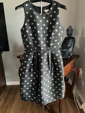 J. Crew Factory Black Sleeveless Dress With Silver Polka Dots Size 00 NWOT