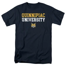 Quinnipiac University Adult T-Shirt Stacked, Navy, S-5XL