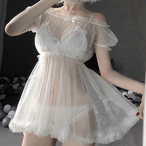 Sexy Damen-Dessous Spitze Nachtwäsche Babydoll Nachthemd Nachtwäsche Kleid - Bild 1 von 10