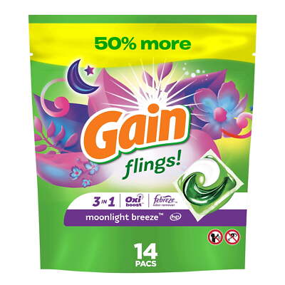Gain Flings 3-in-1 Oxi Boost and Febreze Laundry Detergent Pacs, 14 Count