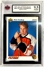 1991-92 UPPER DECK NHL HOCKEY ROOKIE CARD #64 PETER FORSBERG RC HOF KSA 9.5 NGM