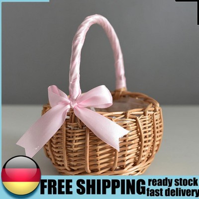 Woven Storage Basket with Handle Wedding Flower Girl Baskets Woven Flower Basket
