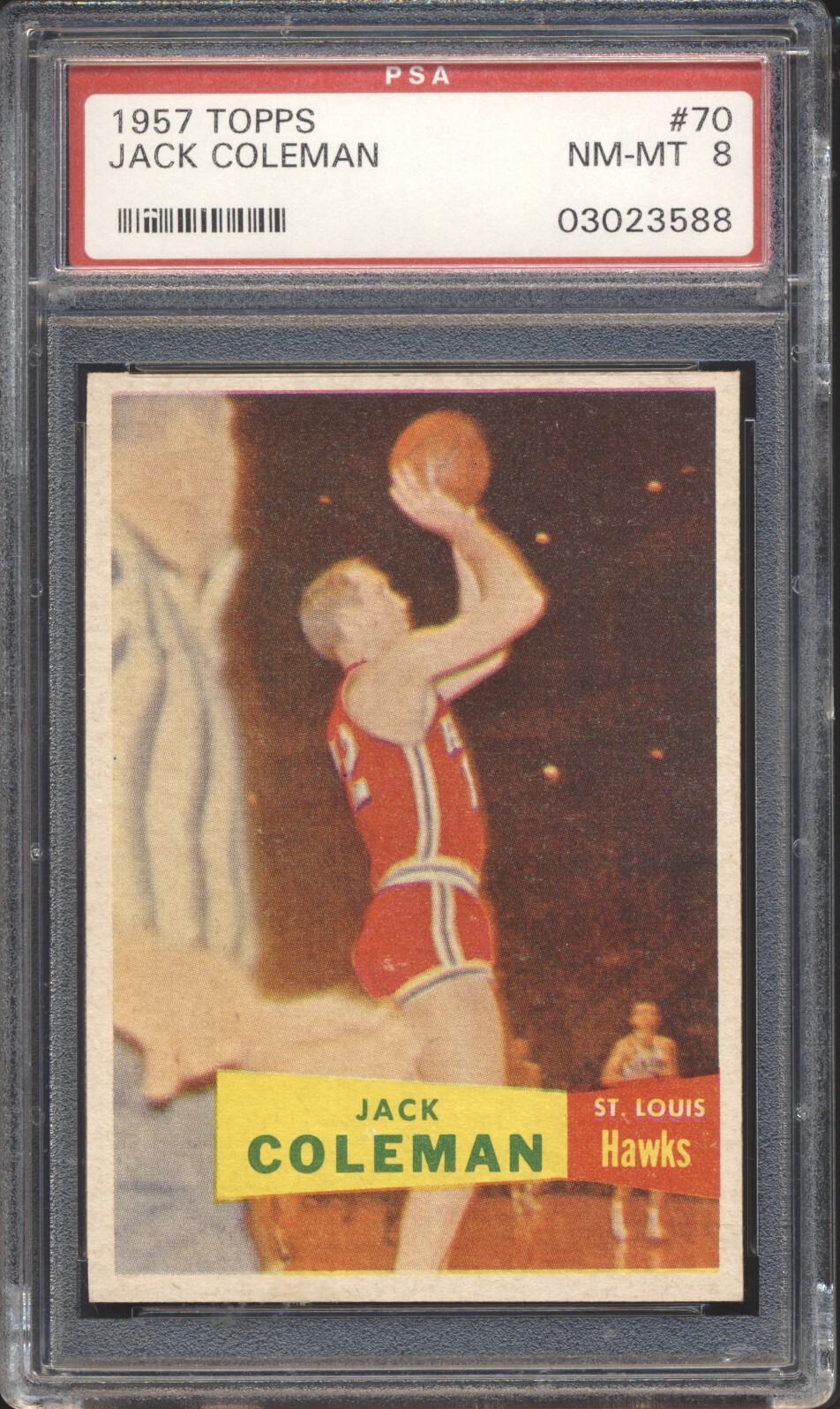 1957 Topps Basketball Jack Coleman ROOKIE #70 PSA 8 HAWKS NM-MT POP 21 SET BREAK
