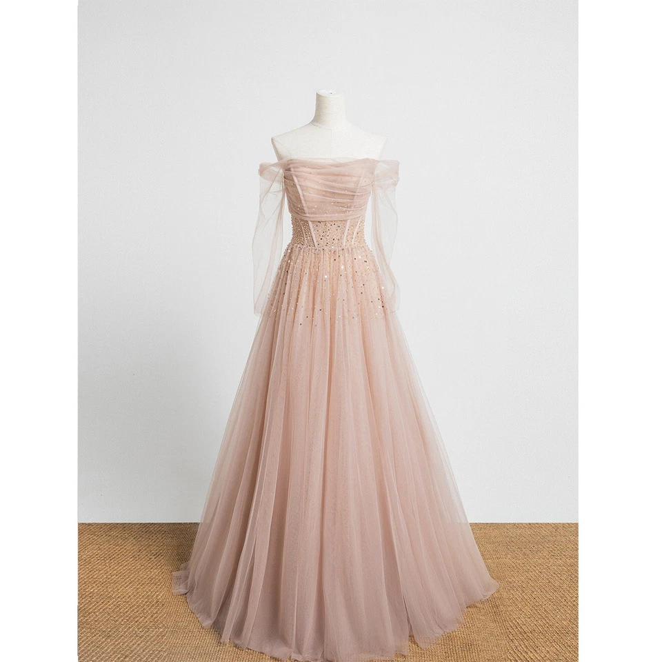 Women Formal Off the Shoulder Wedding Dress Cold Shoulder Evening Dress Gifts - image 4 of 4