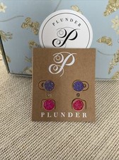 Plunder Design Trendy Fashion Jewelry Harlow Set Gold Druzy Stud Post Earrings