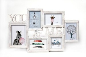 Bilderrahmen Collage 6 Od 7 Bilder Weiss Mit Gold Schrift Family You Me Ebay