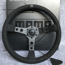 MOMO BLACK EDITION 350mm/14inch MOD07 Deep Dish Suede Sport Steering Wheel