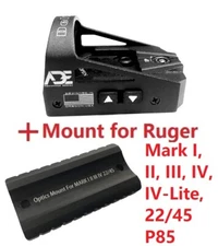 ADE RD3-012 Red Dot Sight + Ruger Mark I,II,III,IV,Lite,1,2,3,4,22/45 pistol