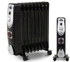 BLACK 9 FIN PORTABLE ELECTRIC OIL FILLED RADIATOR 2KW HEATER 2000W TIMER 3 HEAT 