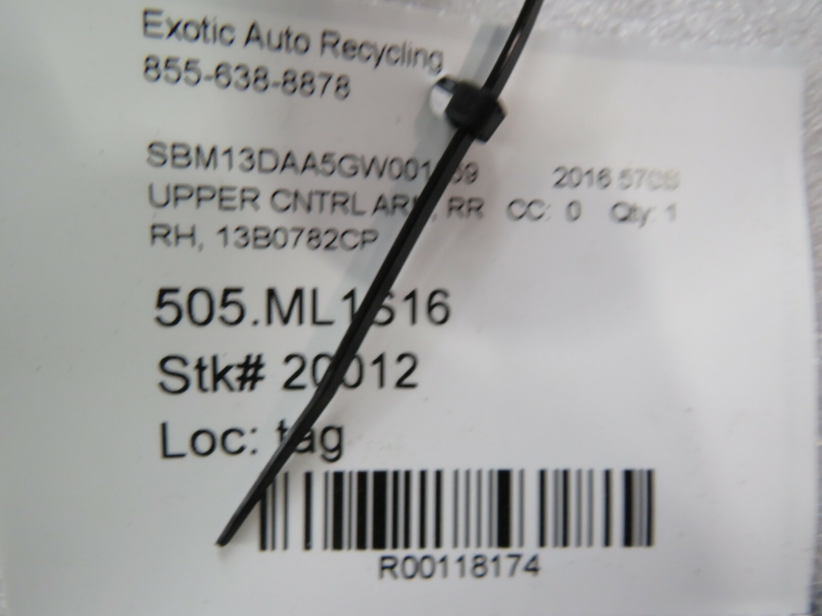 McLaren 570S, RH, Right Rear Upper Control Arm, Used, P/N 13B0782CP