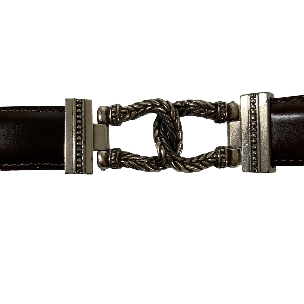Vintage 1996 BRIGHTON Brown Leather & Silver Belt Western  display picture 2