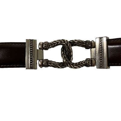Vintage 1996 BRIGHTON Brown Leather & Silver Belt Western  display picture 1