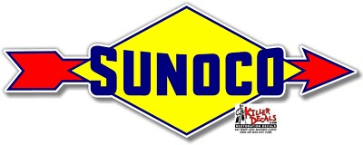 (SUNOC-5) 6''X 2.25''  SUNOCO 1939-59 GASOLINE GAS PUMP OIL TANK DECAL DX