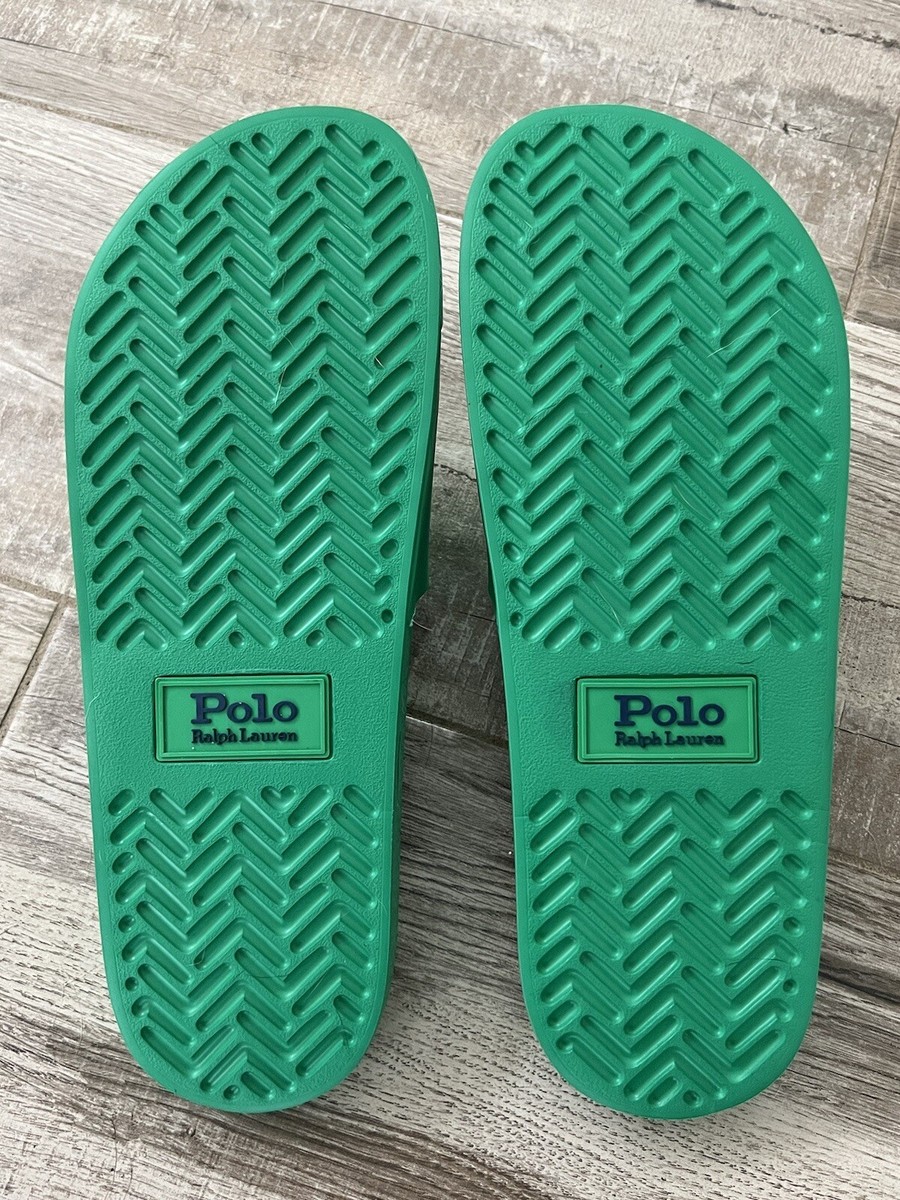 POLO RALPH LAUREN BIG PONY SLIDE SLIDES GREEN BLUE sz 14 | eBay display picture 2