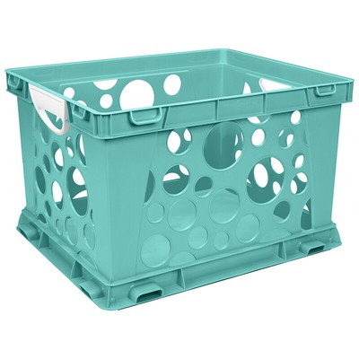 Storex Premium File Crate with Handles, Classroom Teal