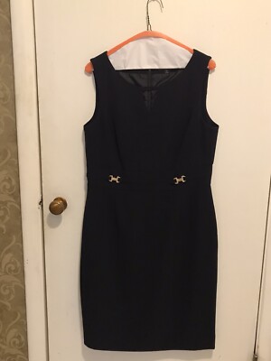 Tahari Arthur S Levine Dress Size 12 Black Sleeveless Career