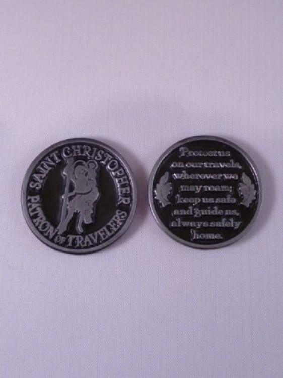 ST CHRISTOPHER POCKET TOKEN COIN Keepsake METAL SOLID Protection Travellers