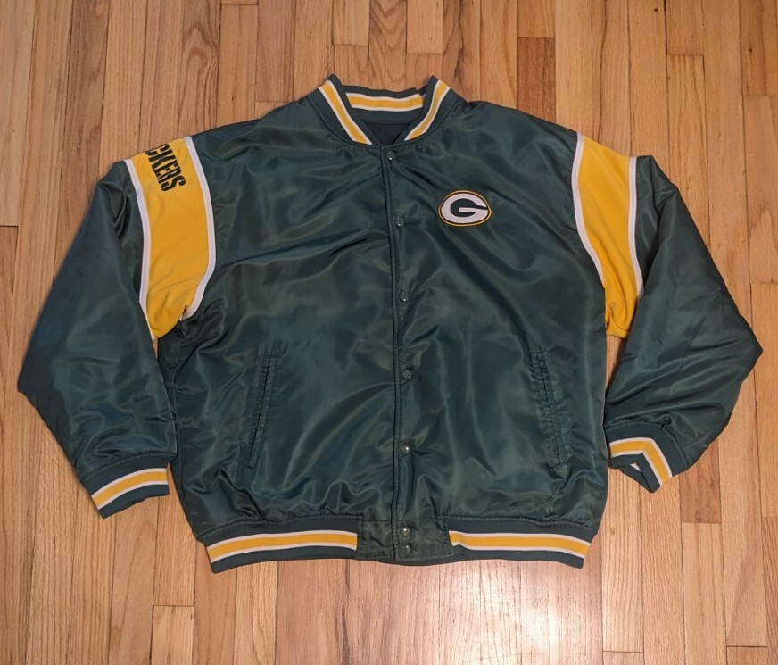 Green Bay Packers NFL Reversible Bomber Varsity Jacket Size XL Football Team Apparel