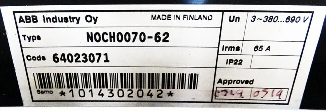 ABB NOCH0070-62 64023071 Frequenzumrichter Filter 3x 380...690V 65A -used- - Bild 3 von 4