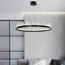 New Ring Hanging Lamp Round Pendant Ceiling Light K9 Crystal LED Chandelier FAST