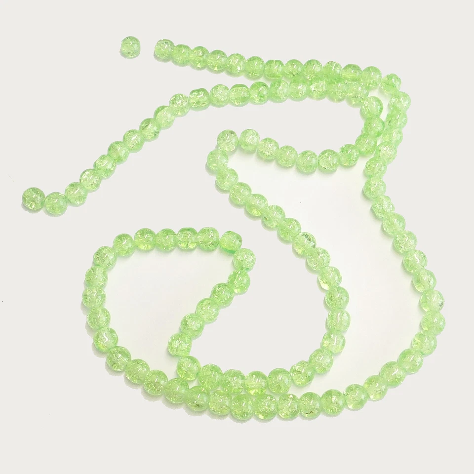 Glasperlen Crackle rund 8 mm peridot grün hell ca.110 Perlen Spacer nenad-design - Bild 2 von 4