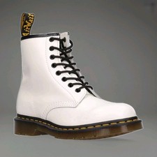 DR MARTENS Stivale Anfibio Donna 8 Occhielli in Pelle Bianca 1460 SMOOTH