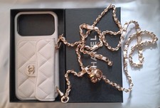 Chanel IPHONE 17 PRO MAX QUILTED CASE WITH CHAIN WHITE PEARL CRUSH new