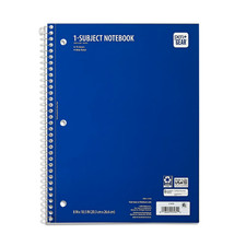 Pen Gear Wide Ruled 1-Subject Notebook, 8" x 10.5", Blue, 70 Sheets